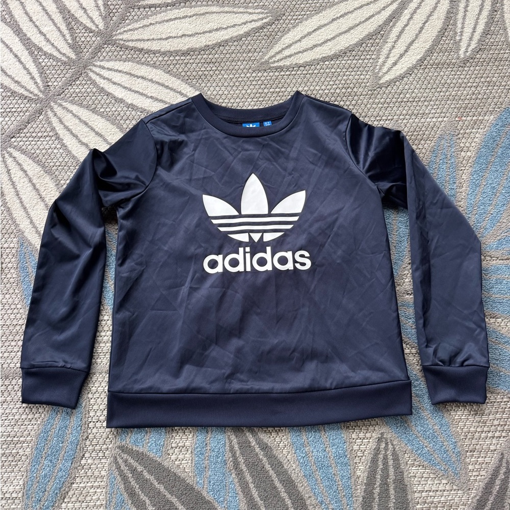 Adidas Originals‎ Trefoil Satin Crew Women's Sweatshirt Legend Ink/White Size S
